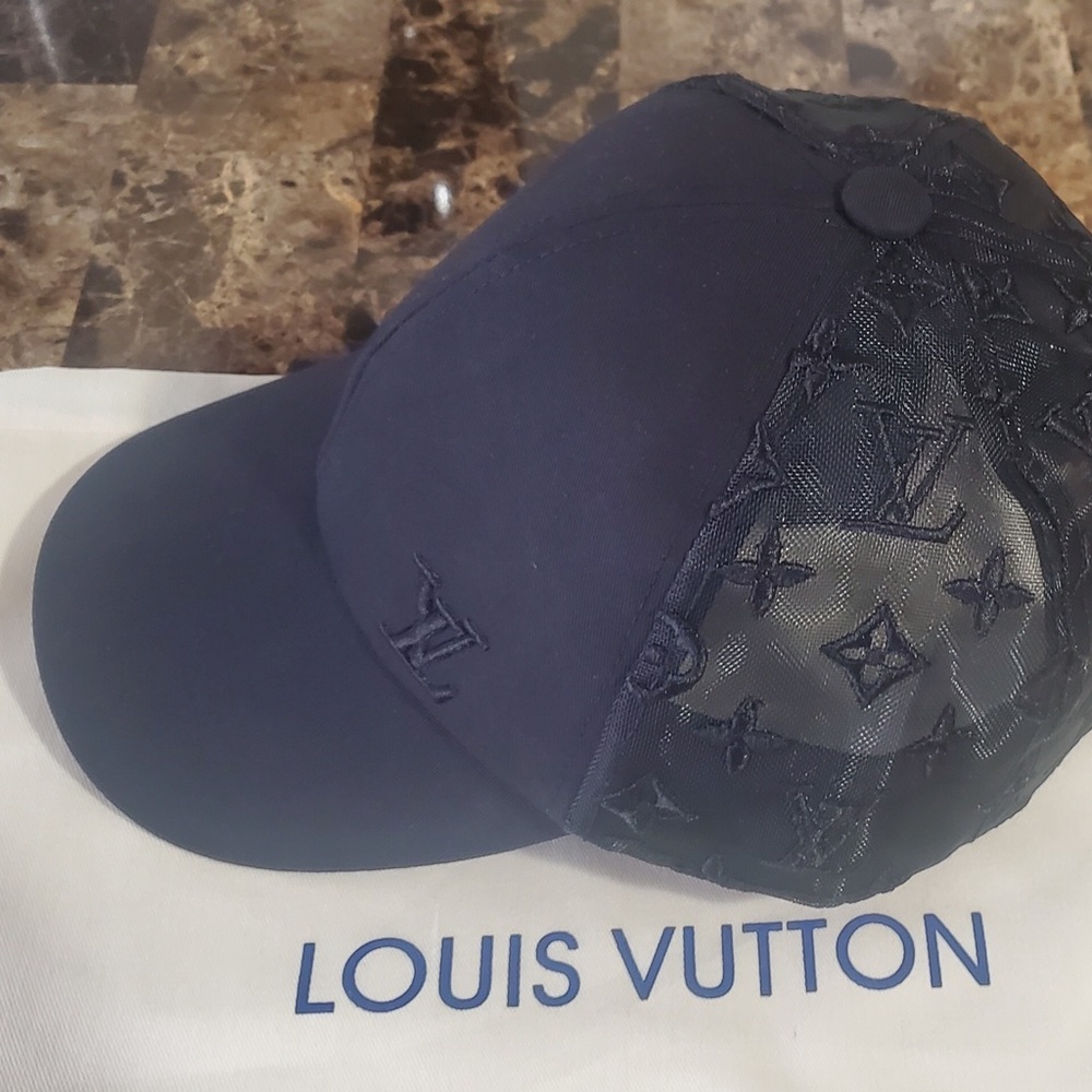 Louis Vuitton Men's Black Monogram Panel Baseball Cap